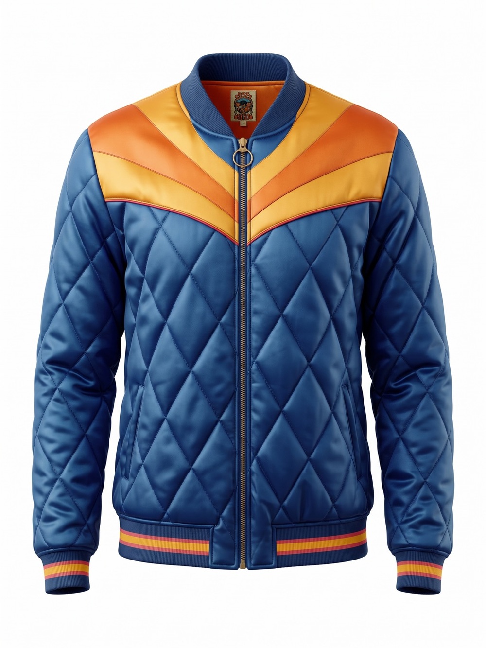 Classic Rock Couture Blue Rising Sun Unisex Bomber Jacket Satin XXXL